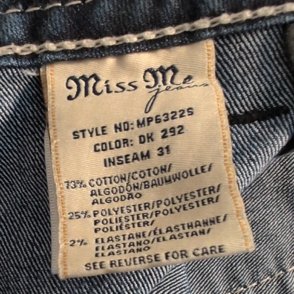 Miss Me Dark Blue Jeans with Black and White Embellishments - Picture 8 of 9